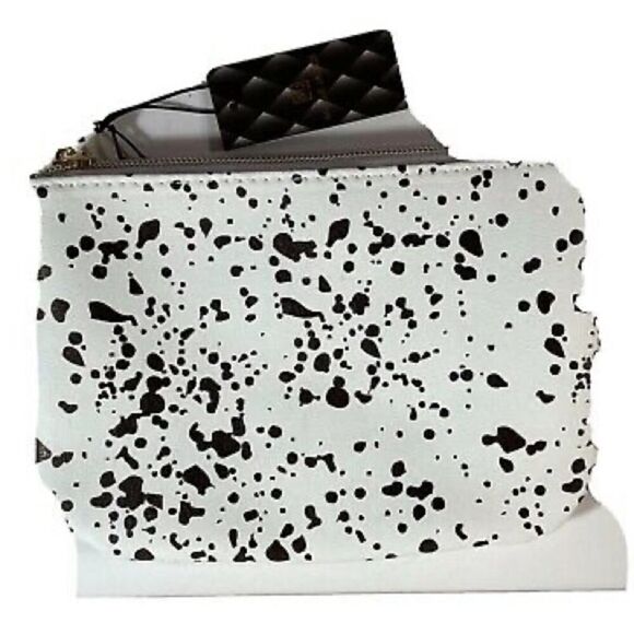 Mollie Jacob white w black speckles makeup pouch or purse NWT - Picture 5 of 5